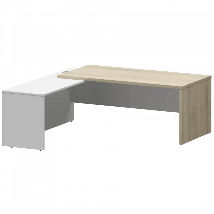 Стол руководителя левый KZP-20L Кронберг/Белый 2000x2000x750 Кортез