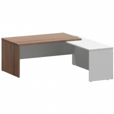 Стол руководителя правый KZP-18R Темный шимо/Белый 1800x2000x750 Кортез