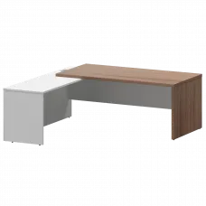 Стол руководителя левый KZP-20L Темный шимо/Белый 2000x2000x750 Кортез