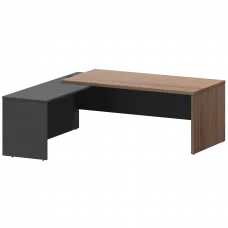 Стол руководителя левый KZP-20L Темный шимо/Графит 2000x2000x750 Кортез