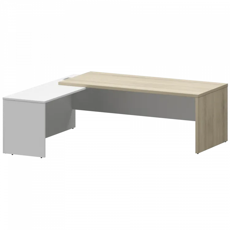 Стол руководителя левый KZP-22L Кронберг/Белый 2200x2000x750 Кортез