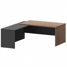 Стол руководителя левый KZP-18L Темный шимо/Графит 1800x2000x750 Кортез