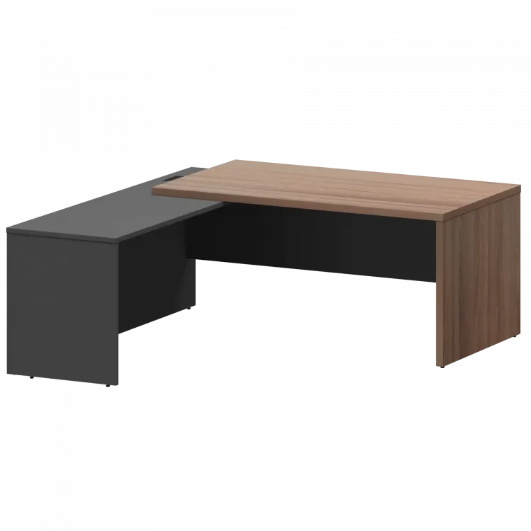 Стол руководителя левый KZP-18L Темный шимо/Графит 1800x2000x750 Кортез