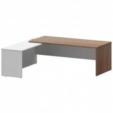 Стол руководителя левый KZP-22L Темный шимо/Белый 2200x2000x750 Кортез