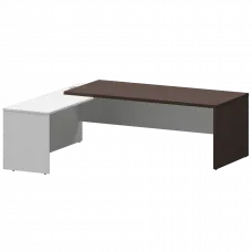 Стол руководителя левый KZP-22L Дуб венге/Белый 2200x2000x750 Кортез