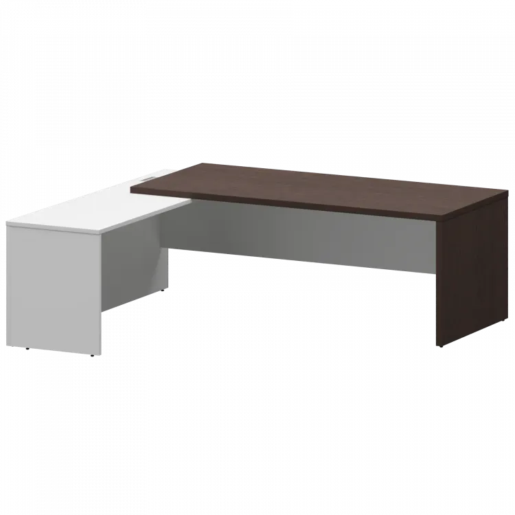 Стол руководителя левый KZP-22L Дуб венге/Белый 2200x2000x750 Кортез