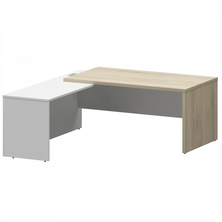 Стол руководителя левый KZP-18L Кронберг/Белый 1800x2000x750 Кортез