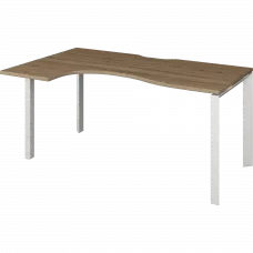 Стол эргономичный левый на металлокаркасе НТМП.П-060.ЛВ Дуб сафари/Белый 1600x1000x750 Аргентум-МП