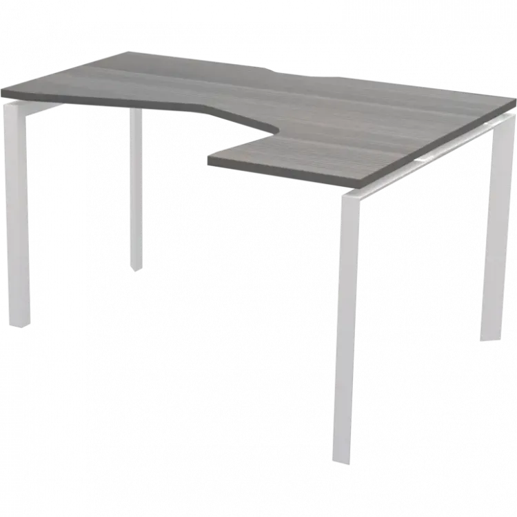 Стол эргономичный правый на металлокаркасе НТМП.П-060.ПР Лиственница/Белый 1600x1000x750 Аргентум-МП