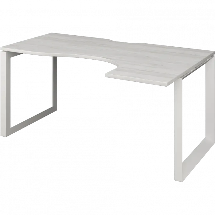 Стол эргономичный правый на металлокаркасе НТМП.О-040.ПР Сосна винтер/Белый 1400x1000x750 Аргентум-МП