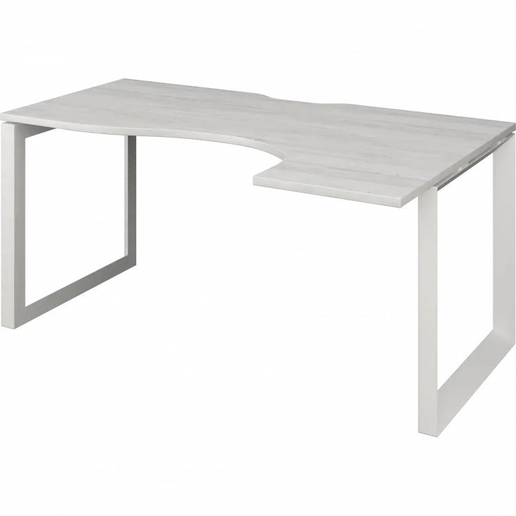 Стол эргономичный правый на металлокаркасе НТМП.О-040.ПР Сосна винтер/Белый 1400x1000x750 Аргентум-МП