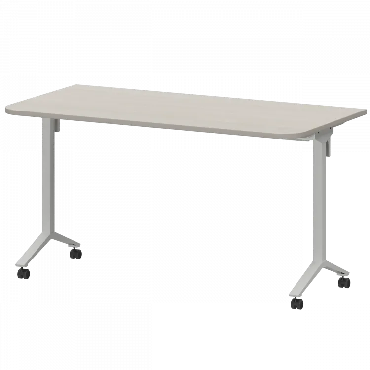 Стол мобильный складной радиусный МБ22-140.70Р Ясень шимо/Белый 1400x700x750 Моби