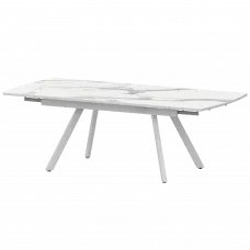 Стол раздвижной Фаворит Мрамор Белый/Белый муар 1400x945x750 Обеденные столы в пластике