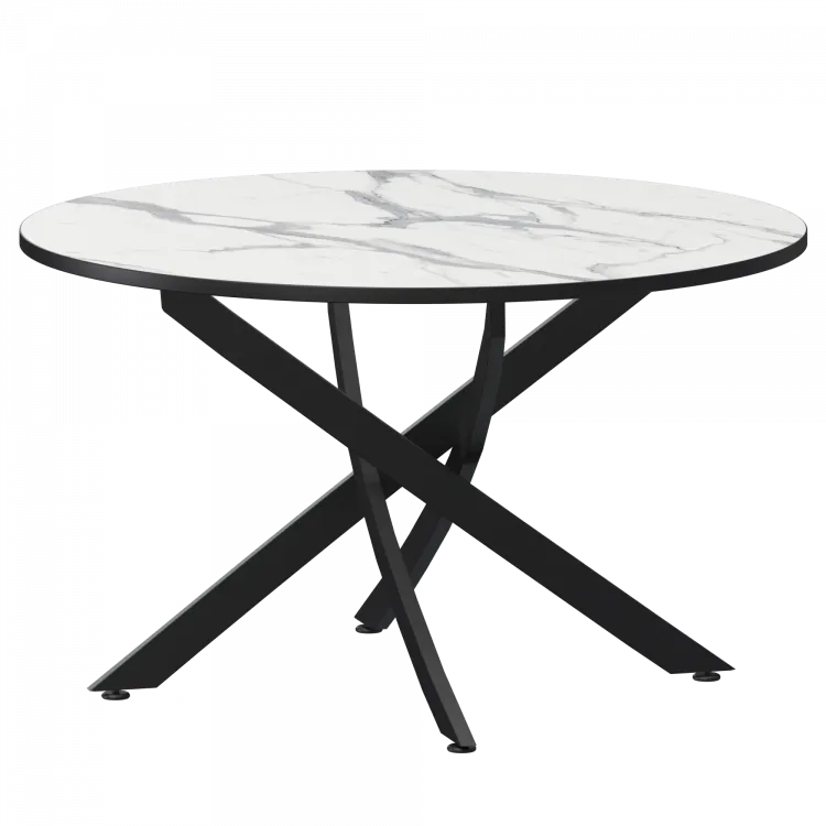 Стол нераздвижной Геометрия 2 Геометрия 2 1000 (Н-3782) Мрамор Белый/Черный муар 1000x1000x750 Обеденные столы в пластике