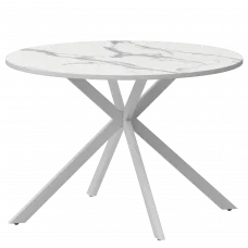 Стол нераздвижной Грань Грань 900 (Н-3824) Мрамор Белый/Белый муар 900x900x750 Обеденные столы в пластике