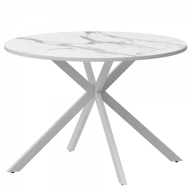 Стол нераздвижной Грань Грань 900 (Н-3824) Мрамор Белый/Белый муар 900x900x750 Обеденные столы в пластике