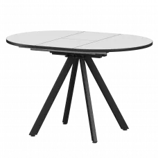 Стол раздвижной Байкал Мини Байкал 800+300 (Н-3777) Супер Белый/Черный муар 800x800x750 Обеденные столы в пластике