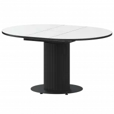 Стол раздвижной Амур Амур 1000+300 (Н-3783) Супер Белый/Черный муар 1000x1000x750 Обеденные столы в пластике