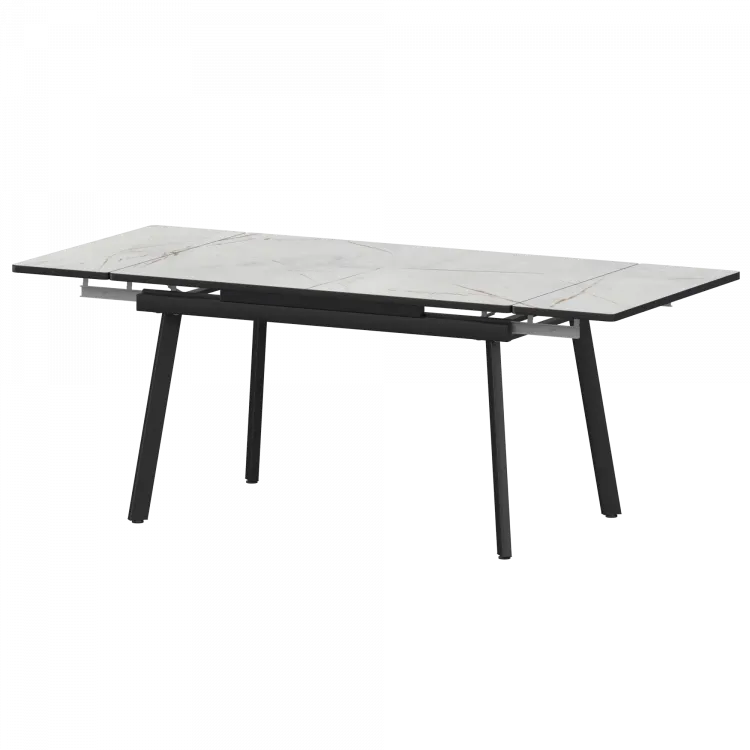 Стол раздвижной Гранд Гранд 1400+300+300 (Н-3799) Серый Каспий/Черный муар 1400x800x750 Обеденные столы в пластике