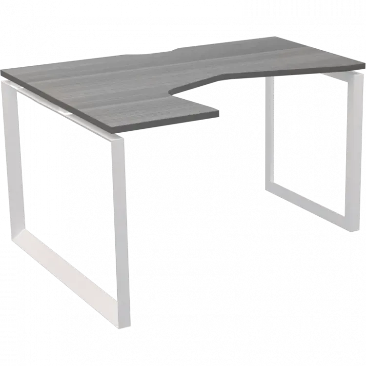 Стол эргономичный левый на металлокаркасе НТМП.О-060.ЛВ Лиственница/Белый 1600x1000x750 Аргентум-МП