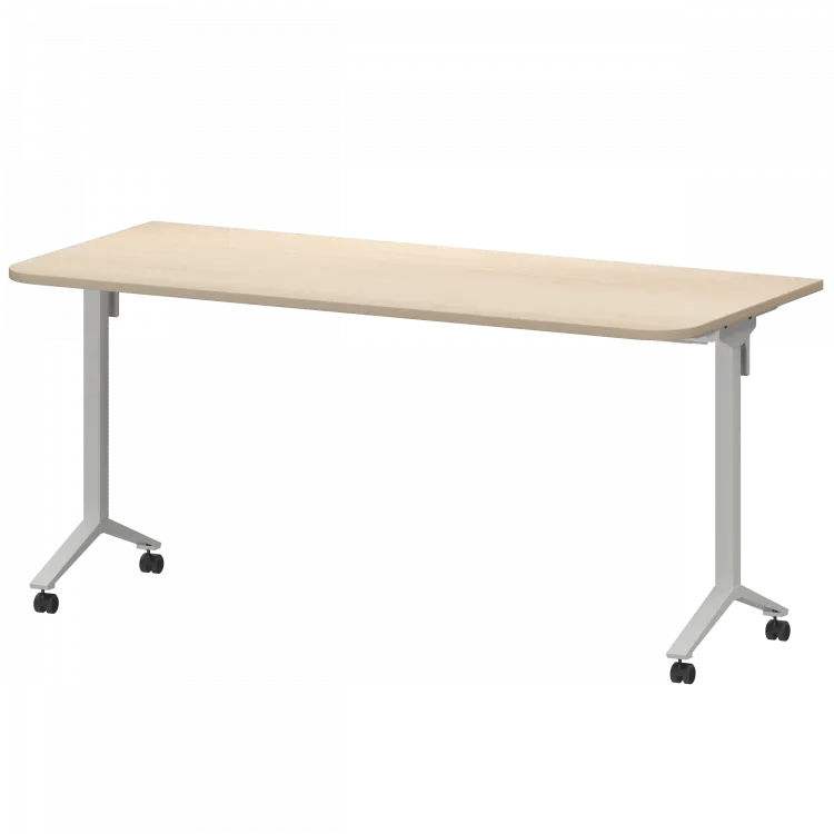 Стол мобильный складной радиусный МБ22-160.70Р Бук/Белый 1600x700x750 Моби