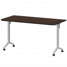 Стол мобильный складной радиусный МБ22-140.70Р Дуб венге/Белый 1400x700x750 Моби