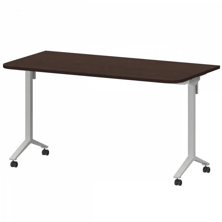 Стол мобильный складной радиусный МБ22-140.70Р Дуб венге/Белый 1400x700x750 Моби