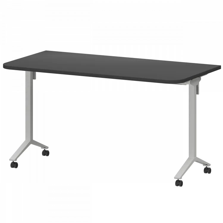 Стол мобильный складной радиусный МБ25-140.70Р Графит/Белый 1400x700x750 Моби