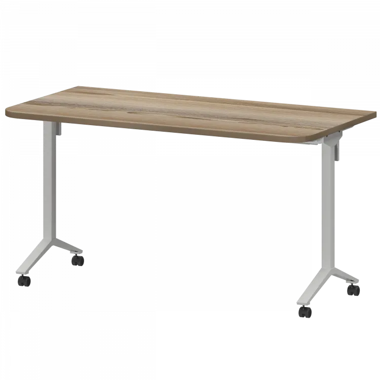 Стол мобильный складной радиусный МБ25-140.70Р Дуб сафари/Белый 1400x700x750 Моби