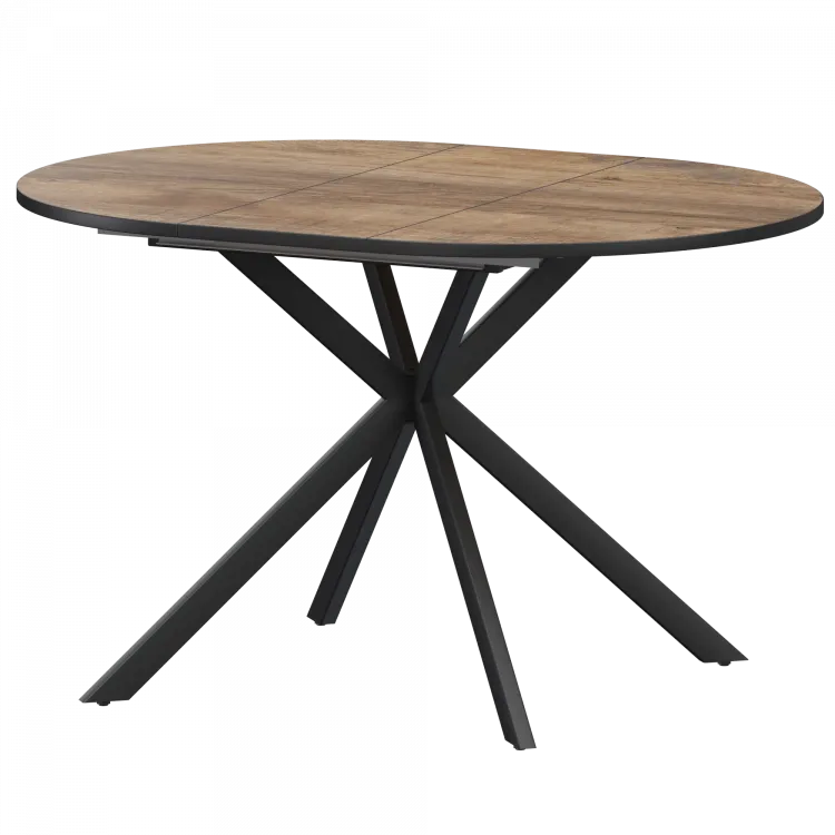 Стол раздвижной Грань 2 Грань 2 1000+300 (Н-3783) Дуб Самдал/Черный муар 1000x1000x750 Обеденные столы в пластике