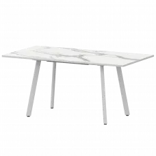 Стол раздвижной Альфа Альфа 1100+300 (Н-3781) Мрамор Белый/Белый муар 1100x700x750 Обеденные столы в пластике