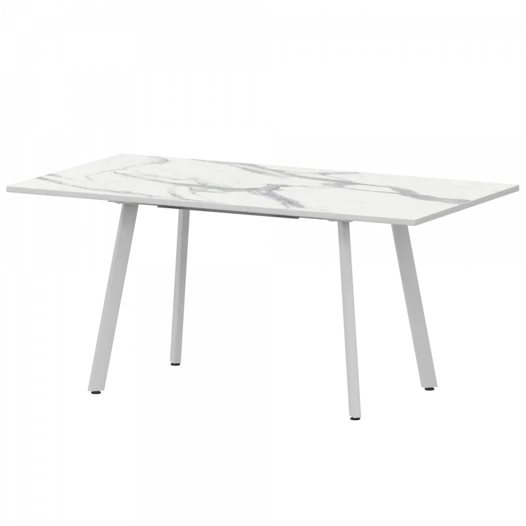 Стол раздвижной Альфа Альфа 1100+300 (Н-3781) Мрамор Белый/Белый муар 1100x700x750 Обеденные столы в пластике