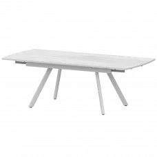 Стол раздвижной Фаворит Фрост/Белый муар 1400x945x750 Обеденные столы в пластике
