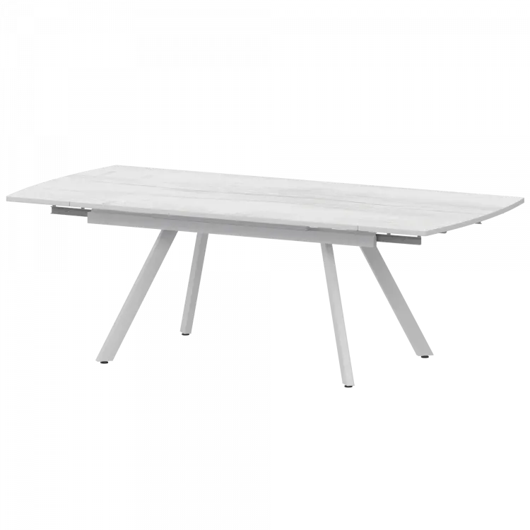 Стол раздвижной Фаворит Фрост/Белый муар 1400x945x750 Обеденные столы в пластике