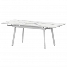 Стол раздвижной Гранд Гранд 1400+300+300 (Н-3799) Мрамор Белый/Белый муар 1400x800x750 Обеденные столы в пластике