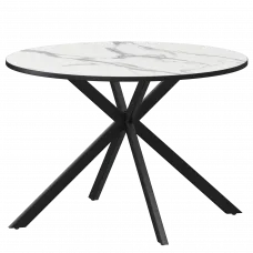 Стол нераздвижной Грань Грань 900 (Н-3824) Мрамор Белый/Черный муар 900x900x750 Обеденные столы в пластике