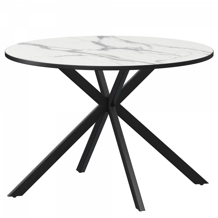 Стол нераздвижной Грань Грань 900 (Н-3824) Мрамор Белый/Черный муар 900x900x750 Обеденные столы в пластике