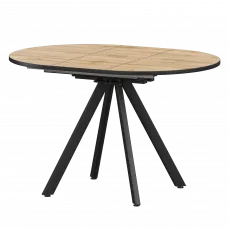 Стол раздвижной Байкал Байкал 1000+300 (Н-3783) Дуб Вотан/Черный муар 1000x1000x750 Обеденные столы в пластике