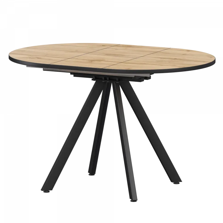 Стол раздвижной Байкал Байкал 1000+300 (Н-3783) Дуб Вотан/Черный муар 1000x1000x750 Обеденные столы в пластике