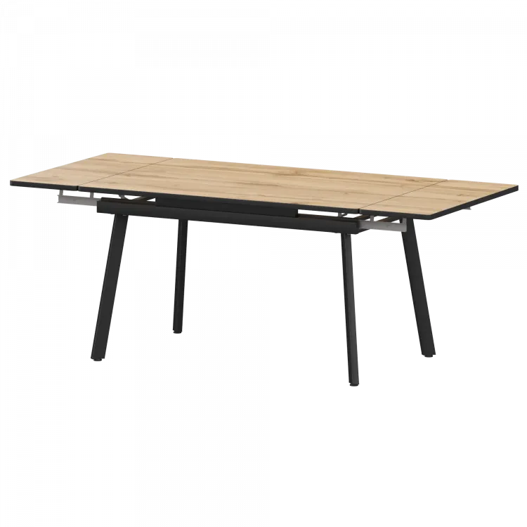 Стол раздвижной Гранд Гранд 1200+300+300 (Н-3778) Дуб Вотан/Черный муар 1200x800x750 Обеденные столы в пластике