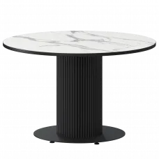 Стол нераздвижной Амур Амур 1000 (Н-3822) Мрамор Белый/Черный муар 1000x1000x750 Обеденные столы в пластике