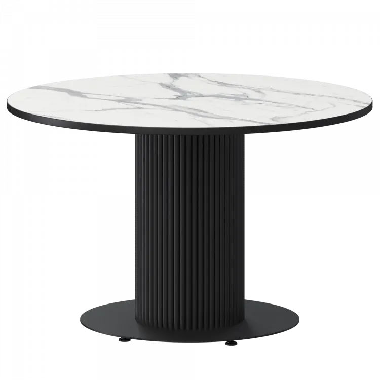 Стол нераздвижной Амур Амур 1000 (Н-3822) Мрамор Белый/Черный муар 1000x1000x750 Обеденные столы в пластике