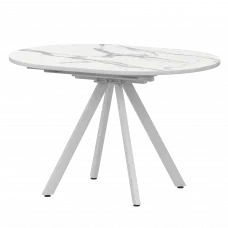 Стол раздвижной Байкал Байкал 1000+300 (Н-3783) Мрамор Белый/Белый муар 1000x1000x750 Обеденные столы в пластике