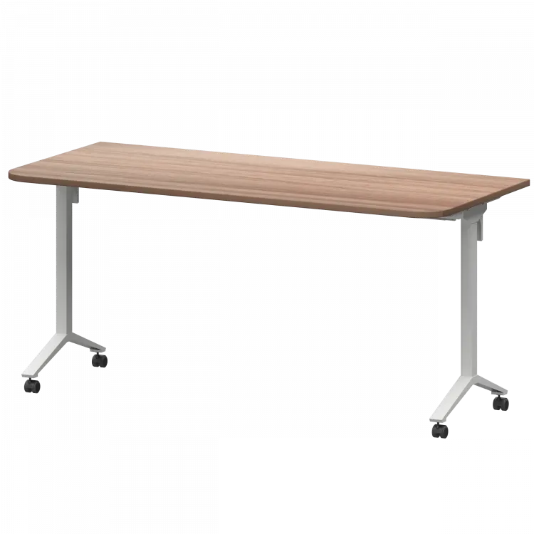 Стол мобильный складной радиусный МБ22-160.70Р Темный шимо/Белый 1600x700x750 Моби