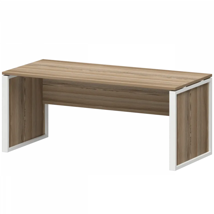 Стол руководителя НТМ-180-КМК Дуб сафари/Белый 1800x800x750 Аргентум-М