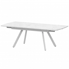 Стол раздвижной Фаворит Азул/Белый муар 1400x945x750 Обеденные столы в пластике