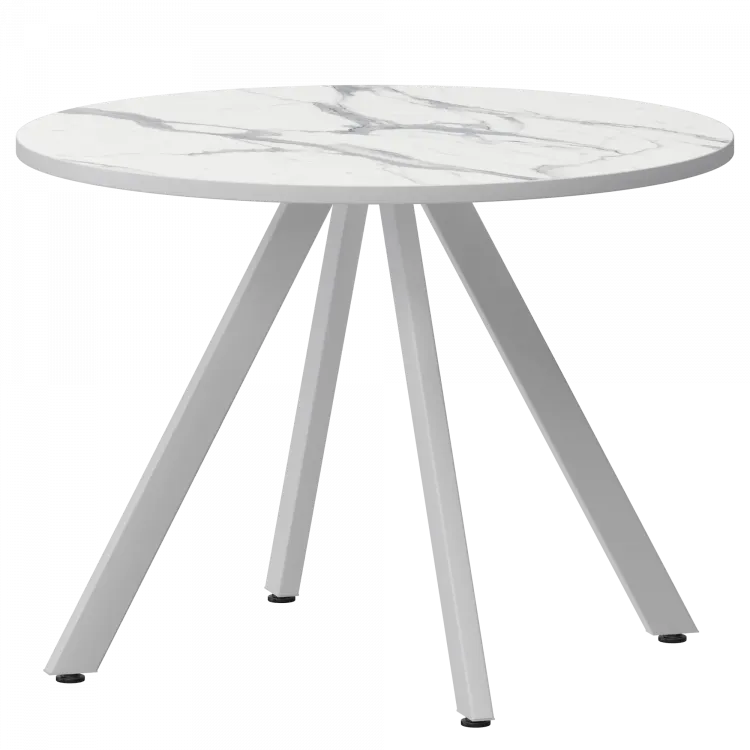 Стол нераздвижной Байкал Мини Байкал 900 (Н-3820) Мрамор Белый/Белый муар 900x900x750 Обеденные столы в пластике