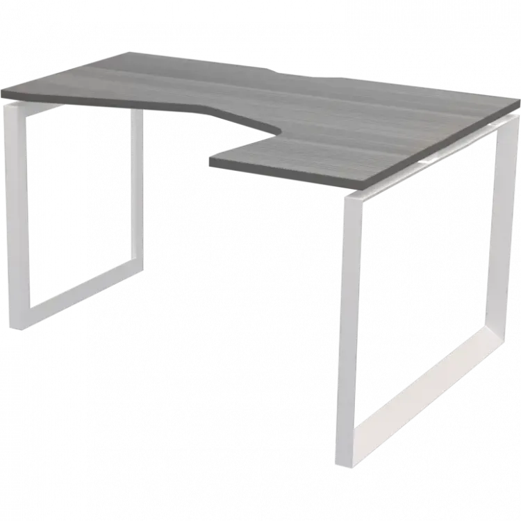 Стол эргономичный правый на металлокаркасе НТМП.О-040.ПР Лиственница/Белый 1400x1100x750 Аргентум-МП