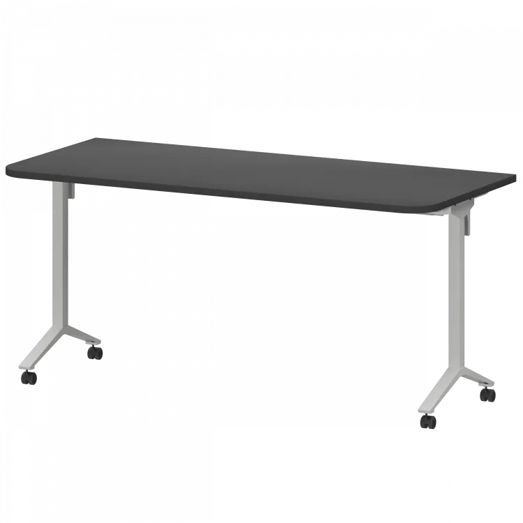Стол мобильный складной радиусный МБ25-160.70Р Графит/Белый 1600x700x750 Моби