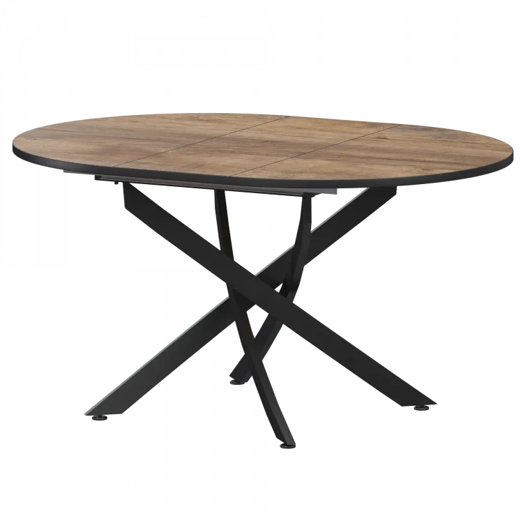 Стол раздвижной Геометрия Геометрия 900+300 (Н-3784) Дуб Самдал/Черный муар 900x900x750 Обеденные столы в пластике